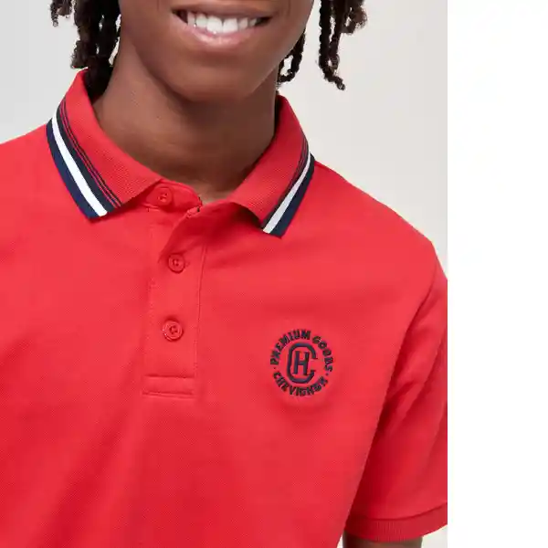 Camiseta Stripes Neck Polo Niño Rojo Talla 4 Chevignon