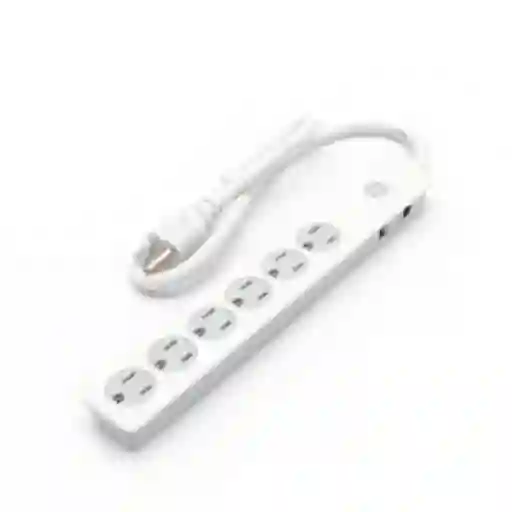 6 Outlets Surge Protector Outlet Power Strip 2ft Cord White