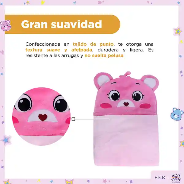 Manta Con Capucha Colección Care Bears Rosa Miniso