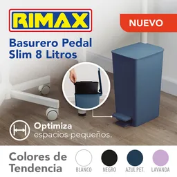 Rimax Basurero Pedal Slim Negro 8 L