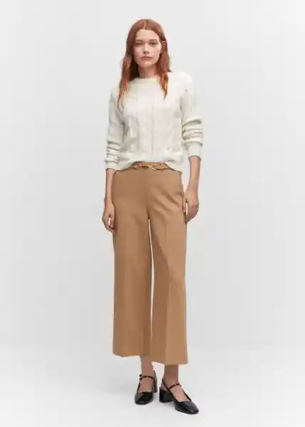 Pantalón Buckle Camel Talla 38 Mujer Mango