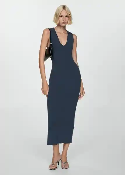 Vestido Moiso Navy Talla 24 Mujer Mango