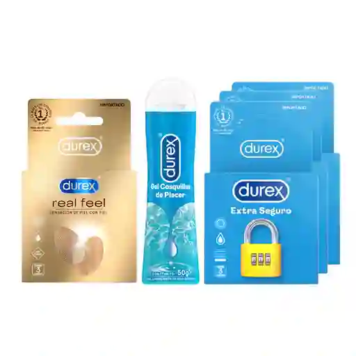 Combo Durex Condón Real Feel + Durex Gel Lubricante Cosquillas