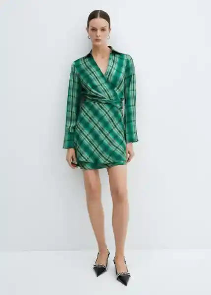 Vestido Scot Verde Talla XS Mujer Mango