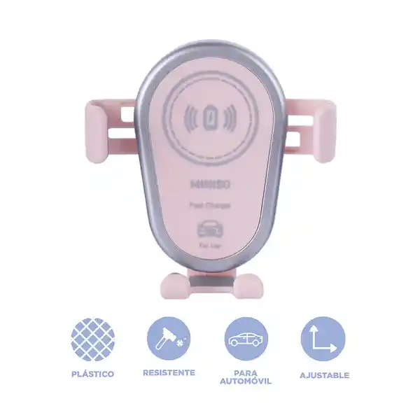 Soporte de Celular Para Carro Con Cargador Serie Rosa Miniso