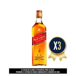 Johnnie Walker Red Label 700 Ml Combo X 3