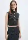 Chaleco Talia Tejano Gris Oscuro Talla M Mujer Mango