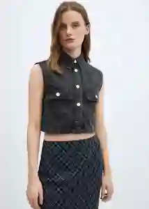 Chaleco Talia Tejano Gris Oscuro Talla M Mujer Mango