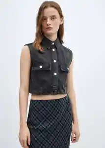 Chaleco Talia Tejano Gris Oscuro Talla M Mujer Mango