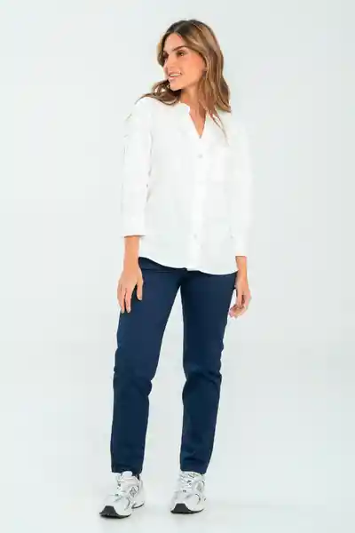 Camisa Rhaffia Color Blanco Crudo Talla L Ragged