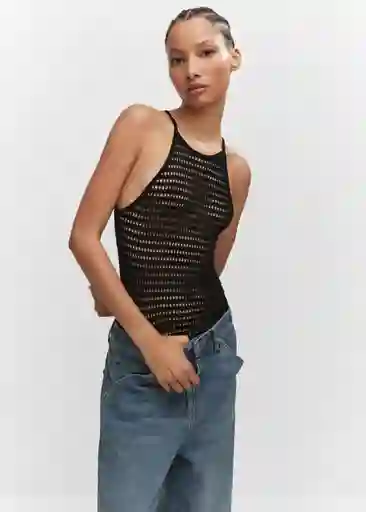 Top Yani Negro Talla L Mujer Mango