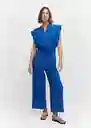 Enterizo Mono Bambula Azul Talla S Mujer Mango
