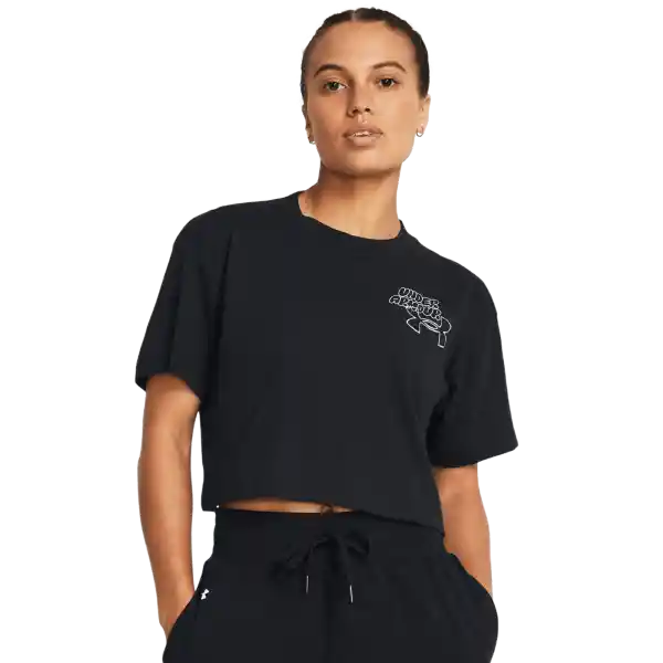 Under Armour Camiseta Bubble Script Crop Negro Mujer Talla MD