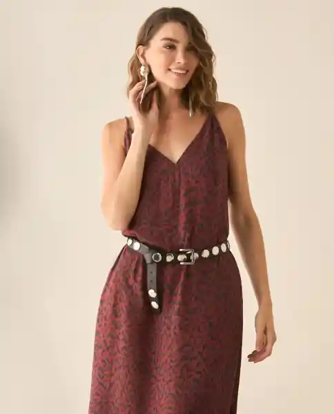 Vestido Rojo Sangría Oscuro Talla M 493G004 Esprit