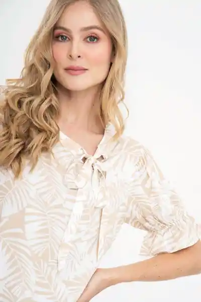 Ragged Blusa Marbella Color Beige Oscuro Talla M