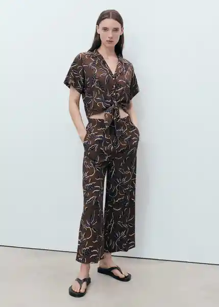 Pantalón Life Marrón Talla L Mujer Mango