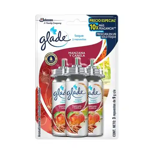 Glade Ambientador Toque Manzana - Canela 3 Unidades 27 g