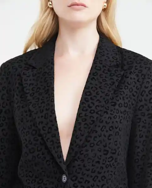 Blazer Animal Print Negro Sombrío Ultraoscuro S Chevignon