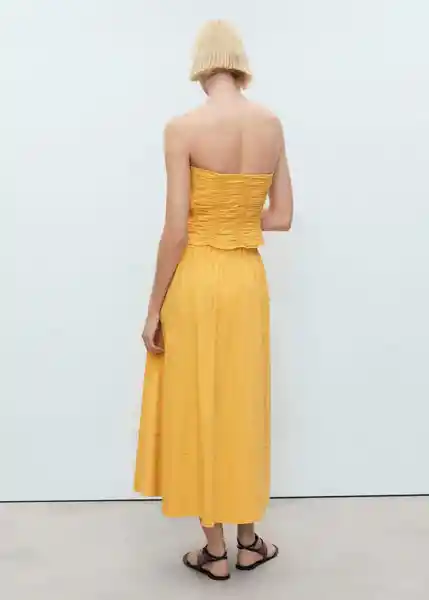 Falda Sunny Mostaza Talla 36 Mujer Mango