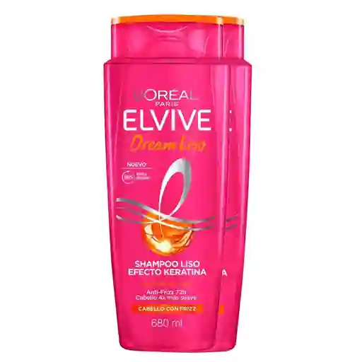 Elvive Pack Shampoo Liso Efecto Keratina Para Cabello Con Frizz