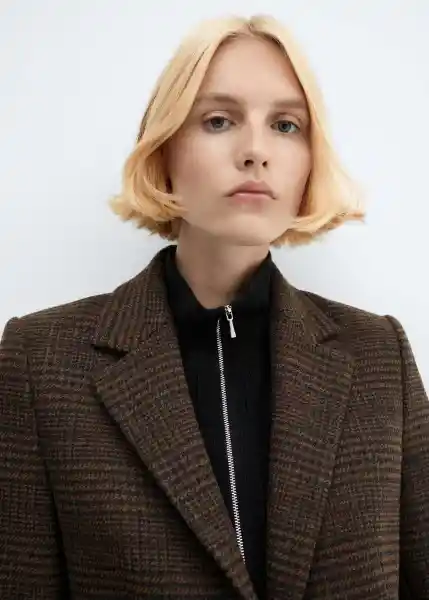 Blazer Americana Bruna Marrón Talla S Mujer Mango