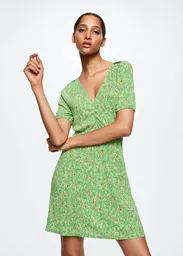 Vestido Salito Verde Talla S Mujer Mango