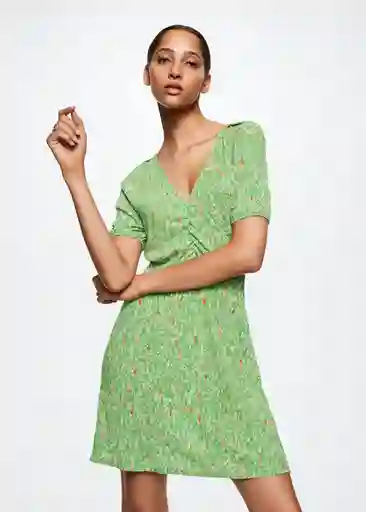 Vestido Salito Verde Talla S Mujer Mango
