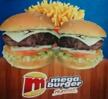 Dos Hamburguesas Mega Sencillas + Papas