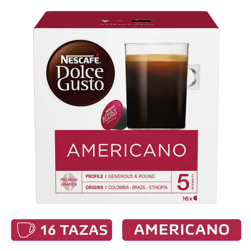 Cápsulas de Café NESCAFÉ DOLCE GUSTO Americano x 128g