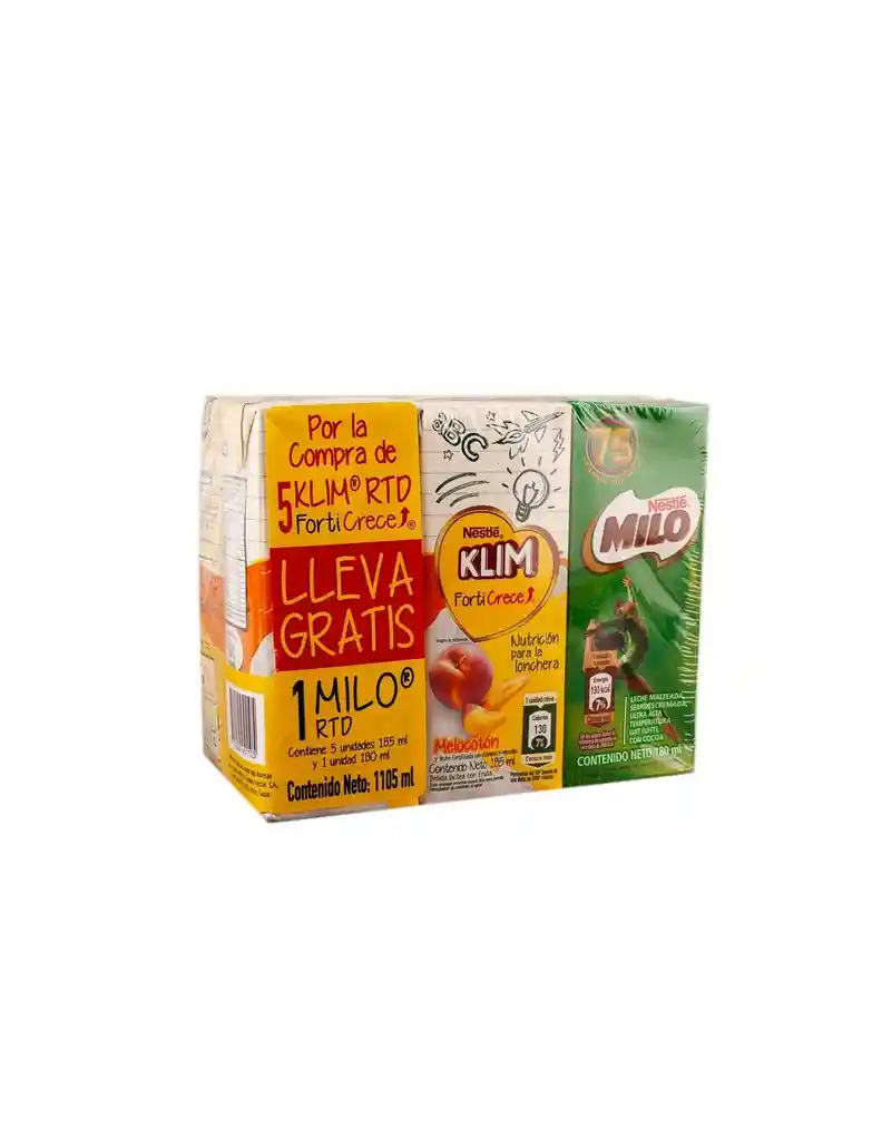 Nestlé Leche Líquida Klim Sabor a Melocotón más Milo