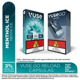 Vuse Go Vapeador Reload Black + Cápsula Menthol Ice 34 mg