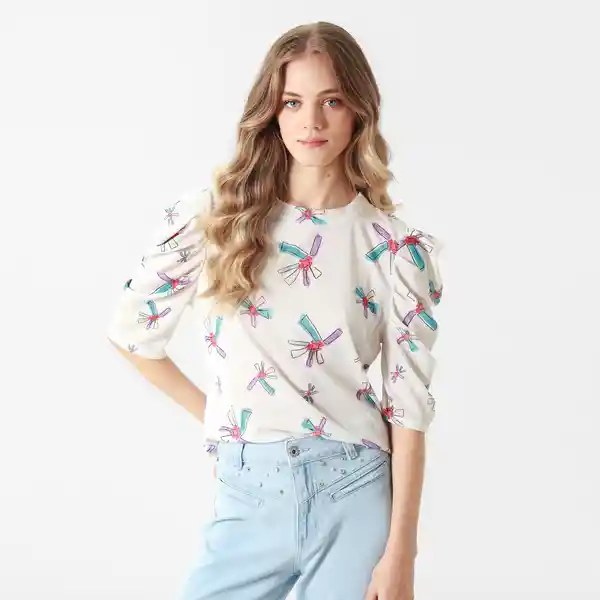 Camiseta Cuello Redondo Manga 3/4 Morado Talla M 711821