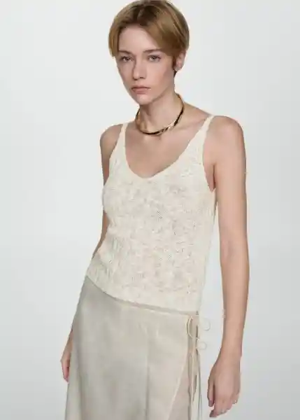 Top Lisboa Off White Talla S Mujer Mango
