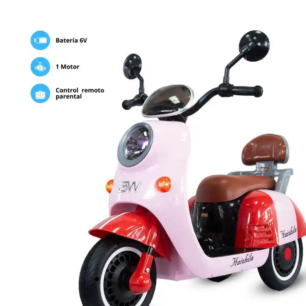 Moto Montable Electrica Para Niños Vespa Martina Rosa 6v Prinsel