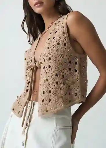Saco Tejido Mujer Beige Polvillo Medio Talla M 482G091 Naf Naf