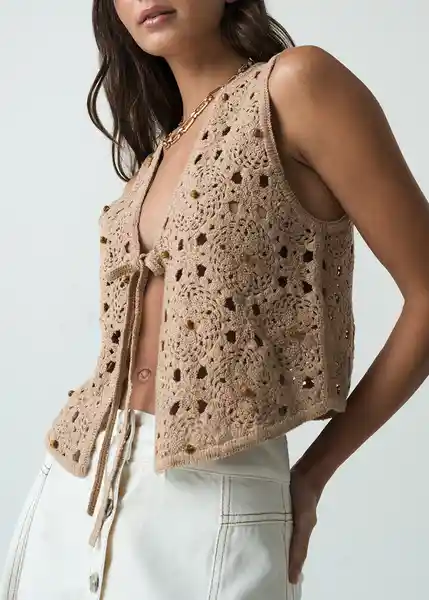 Saco Tejido Mujer Beige Polvillo Medio Talla M 482G091 Naf Naf