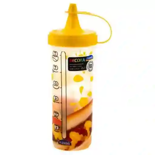 Recipiente Con Decoración Para Salsas Mostaza. 280 mL. Material Plástico. Sku 145558