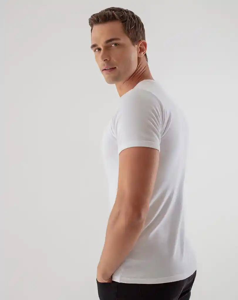 Camiseta Slim Fit en Algodón Sostenible Masculino Duo Bethoveen Punto B Lanco Talla L