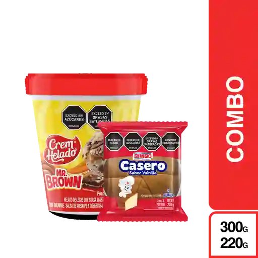 Combo Mr Brown Helado + Bimbo Ponque Casero Vainilla