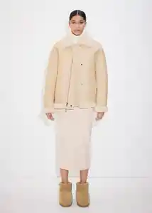 Abrigo Flor Crudo Talla M Mujer Mango