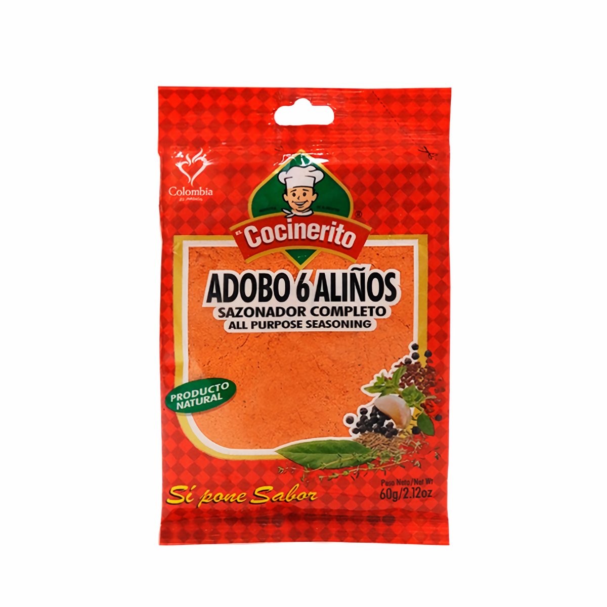 El Cocinerito Sazonador Completo Adobo 6 Aliños 60 g
