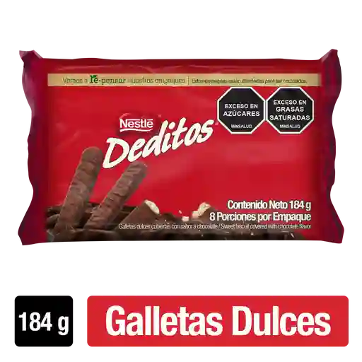 Galletas dulces DEDITOS cubiertas con sabor a chocolate 8 Unds x 184g