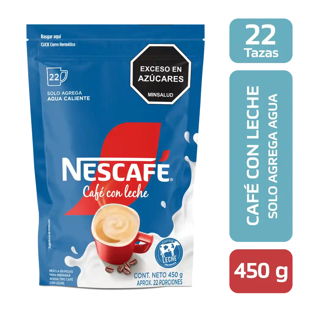 Café instantáneo NESCAFÉ Café con leche x 450g
