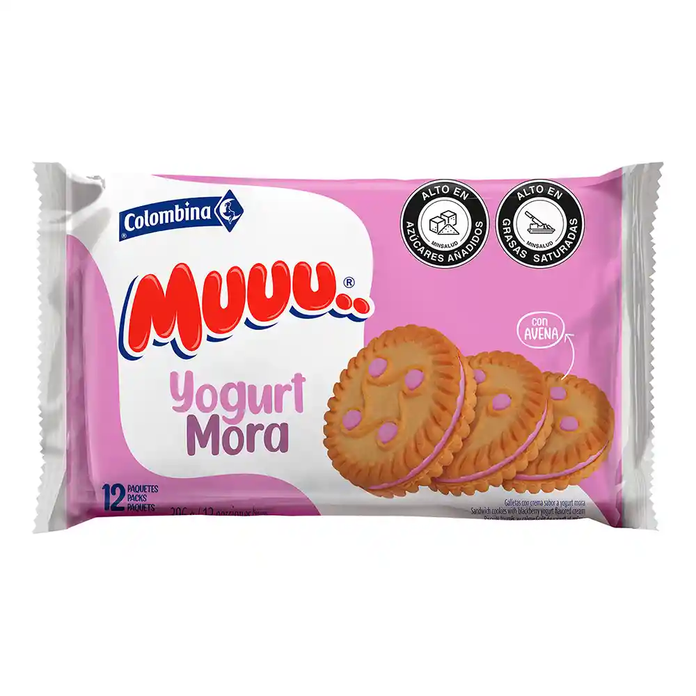 Muuu Galleta Cremada Sabor a Yogurt Mora por 12 pqt