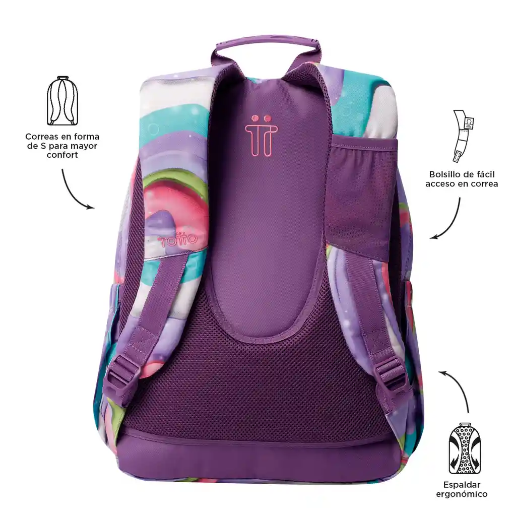 Morral Juvenil Porta Pc 14" Acuarela Morada