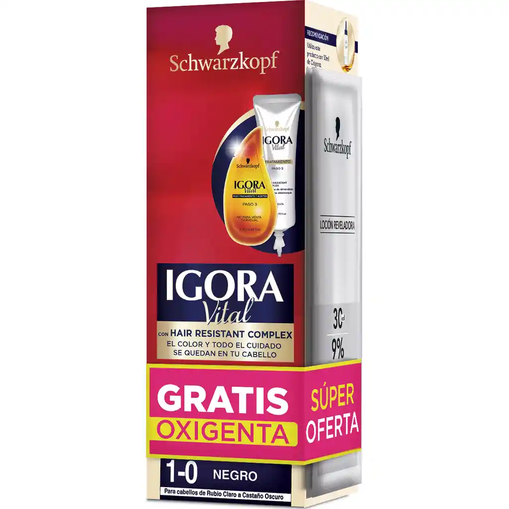 Tinte Igora Vital Tubo 1-0 Negro Gratis Oxigenta