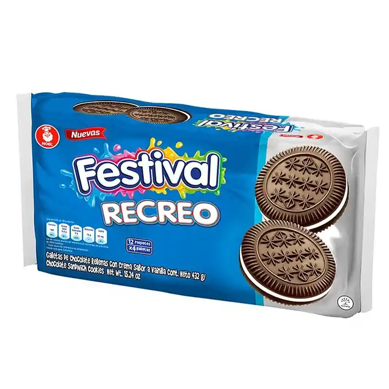 Festival Galletas de Chocolate con Crema Sabor a Vainilla Recreo