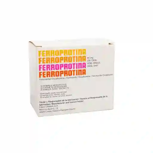Ferroprotina Ferrimanitol Ovoalbumina 40 Mg Caja X 30 Sobres