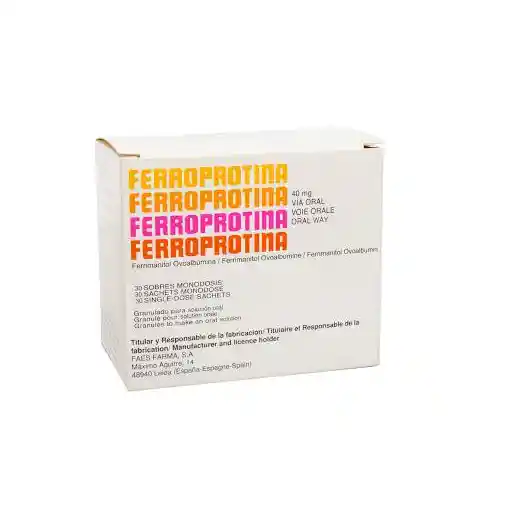 Ferroprotina Ferrimanitol Ovoalbumina 40 Mg Caja X 30 Sobres