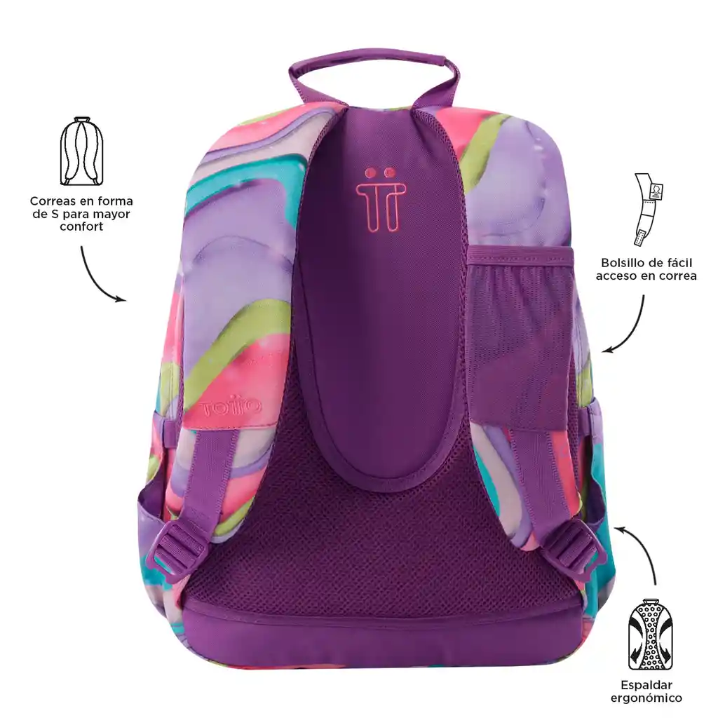 Morral Juvenil Porta Pc 13" Gommas Morado